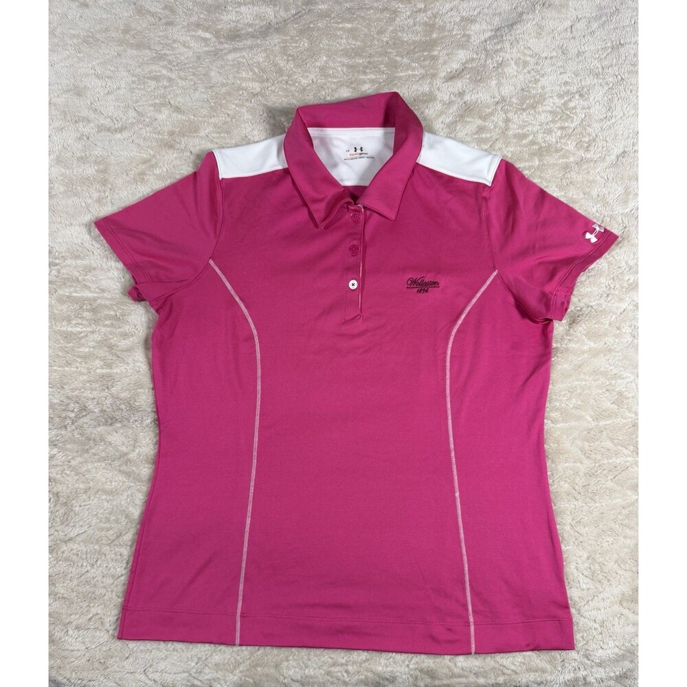 Under Armour HeatGear Pink Golf Polo Women L Wollaston 1896